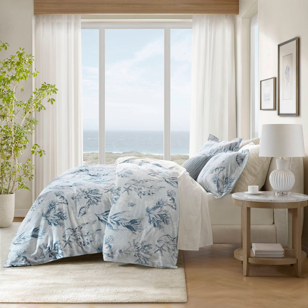 Fashion - Full/Queen 100% Sateen Duvet Cover Set - Navy/Blue