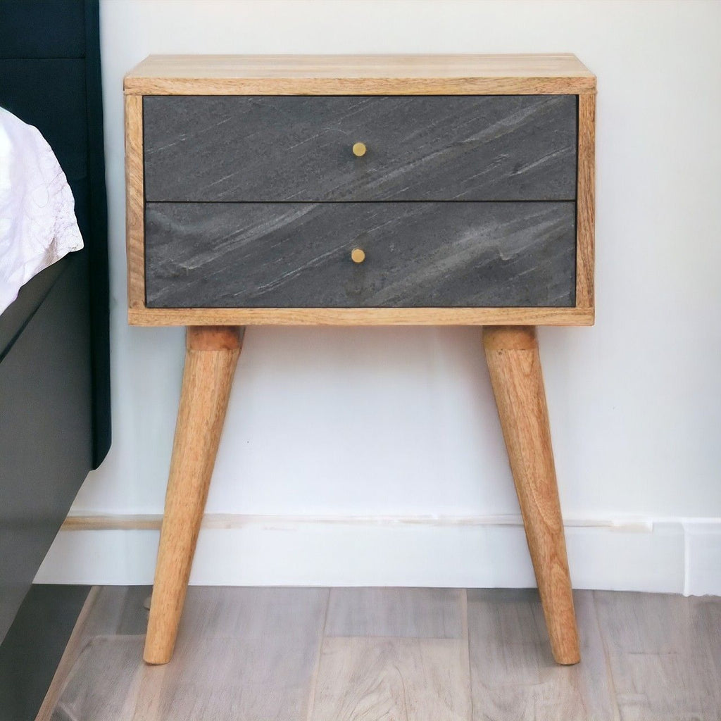 Slade - Bedside Table - Stone Gray