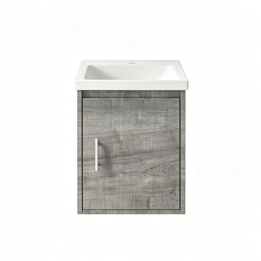 Floating Bathroom Vanity Combo, Wall Mounted Cabinet With Sink & Soft Close Doors For Small Bathrooms
