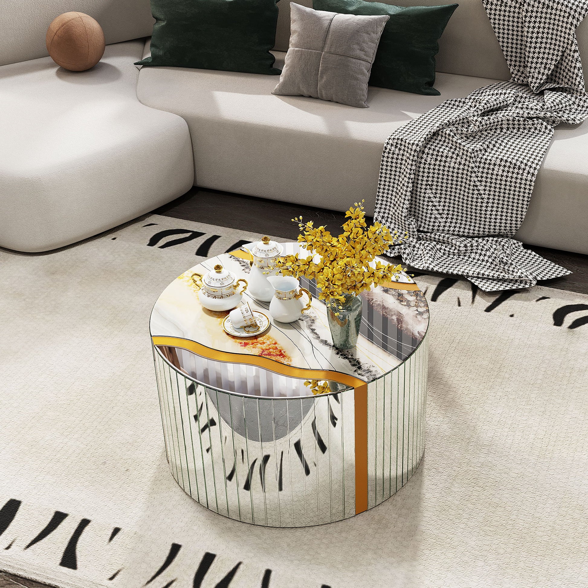 Round Mirror Coffee Table, Living Space Furniture
