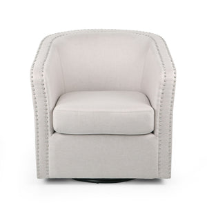 Modern Upholstered Swivel Club Chair With Nailhead Trim