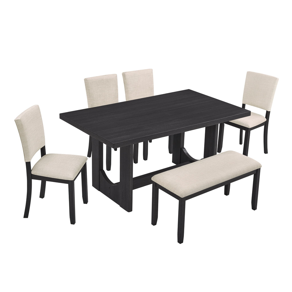 Dining Table Set, Rectangular Kitchen Table With Upholstered Chairs