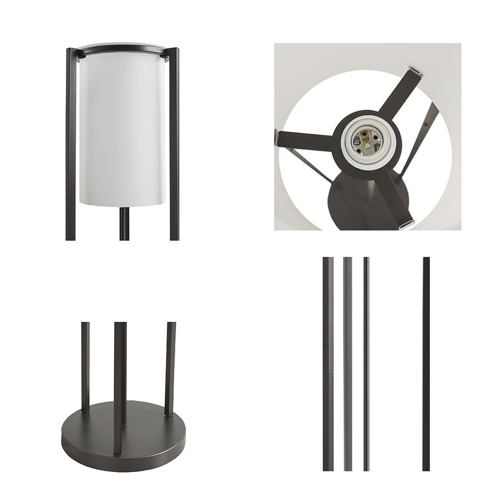 Charlton - Metal Floor Lamp With Glass Cylinder Shade - Black
