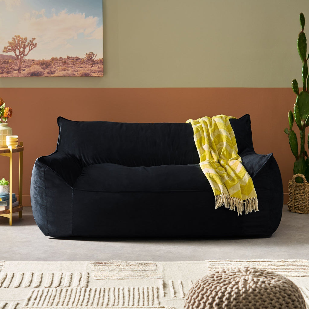 Fila - Velveteen Oversized Seater Bean Bag Chair With Armrests