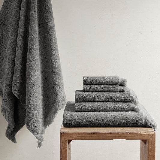 Nova - Dobby Slub 6 Piece Towel Set - Charcoal