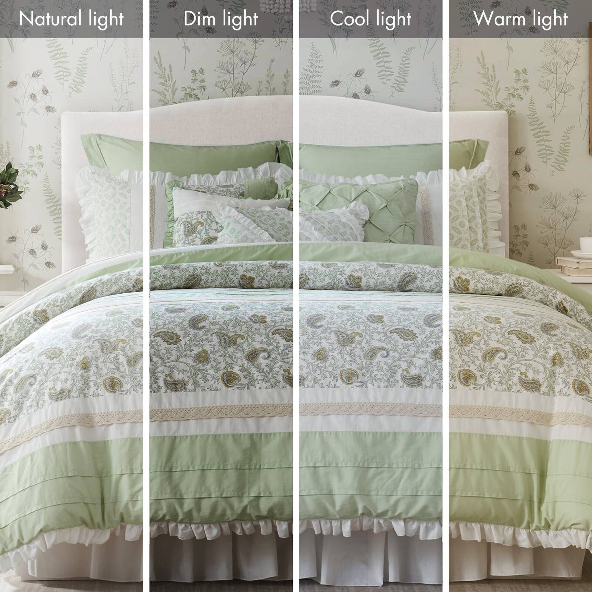 Dawn - 9 Piece Queen Percale Comforter Set - Sage Green