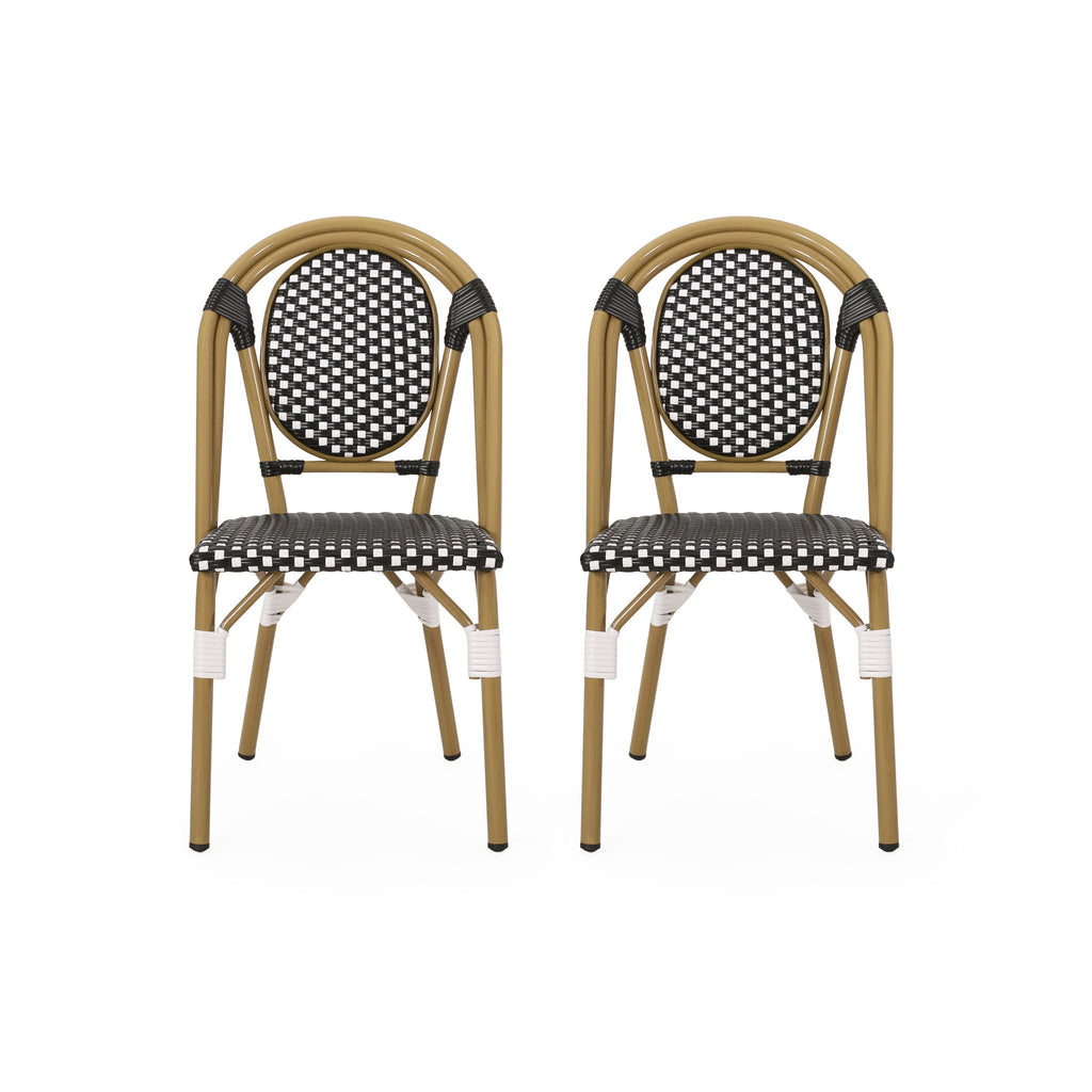 Outdoor Rattan And Aluminum French Bistro Chair Set