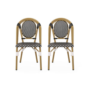 Outdoor Rattan And Aluminum French Bistro Chair Set