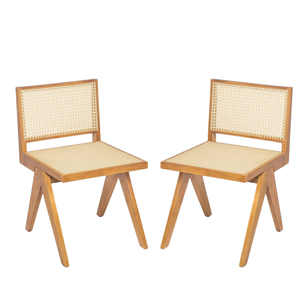 Chandigarh Dining Room Chairs With Natural Rattan (Set of 2)