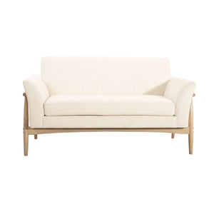 Modern Fabric Upholstered Loveseat With Elm Wood Legs And Flare Arms - Beige