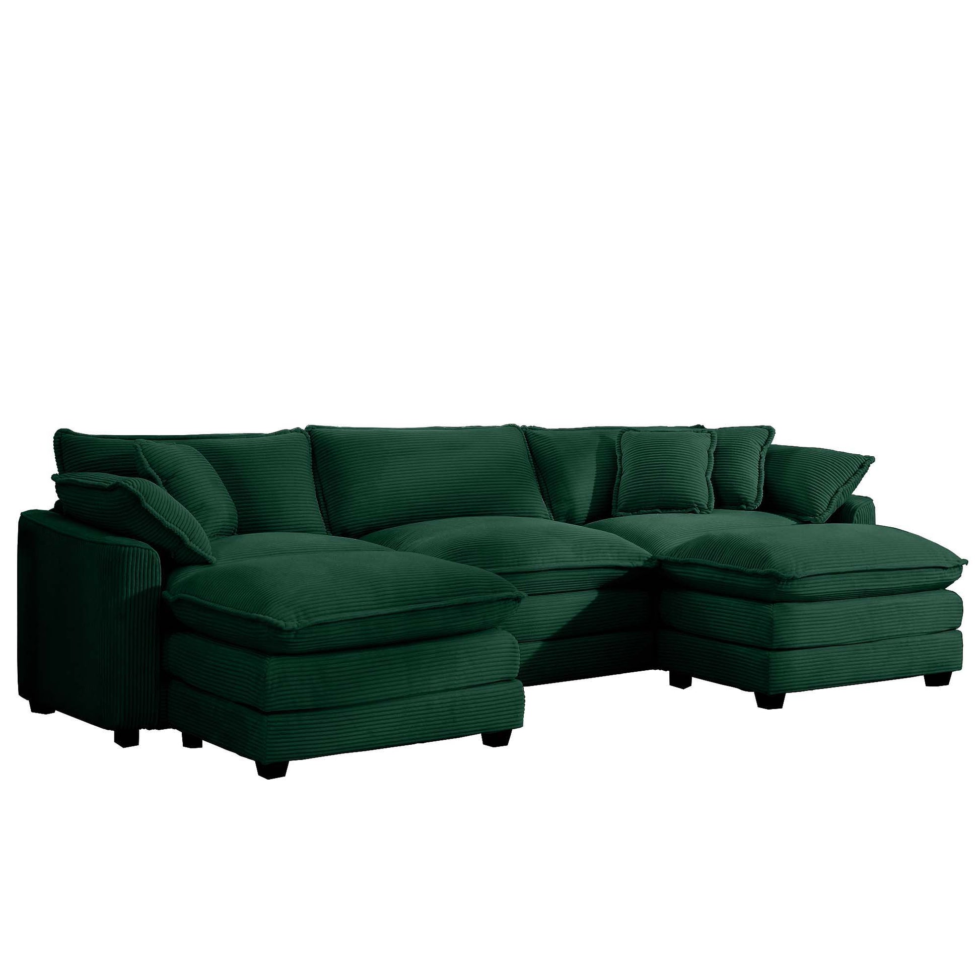 Modern Oversized Modular Cushion Sofa With Ottoman, Low Back, Deep Seating Sofa Set