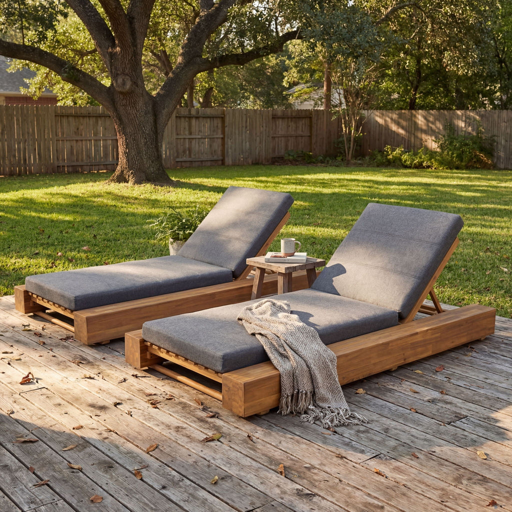 Outdoor Chaise Lounges With Water-Resistant Cushions