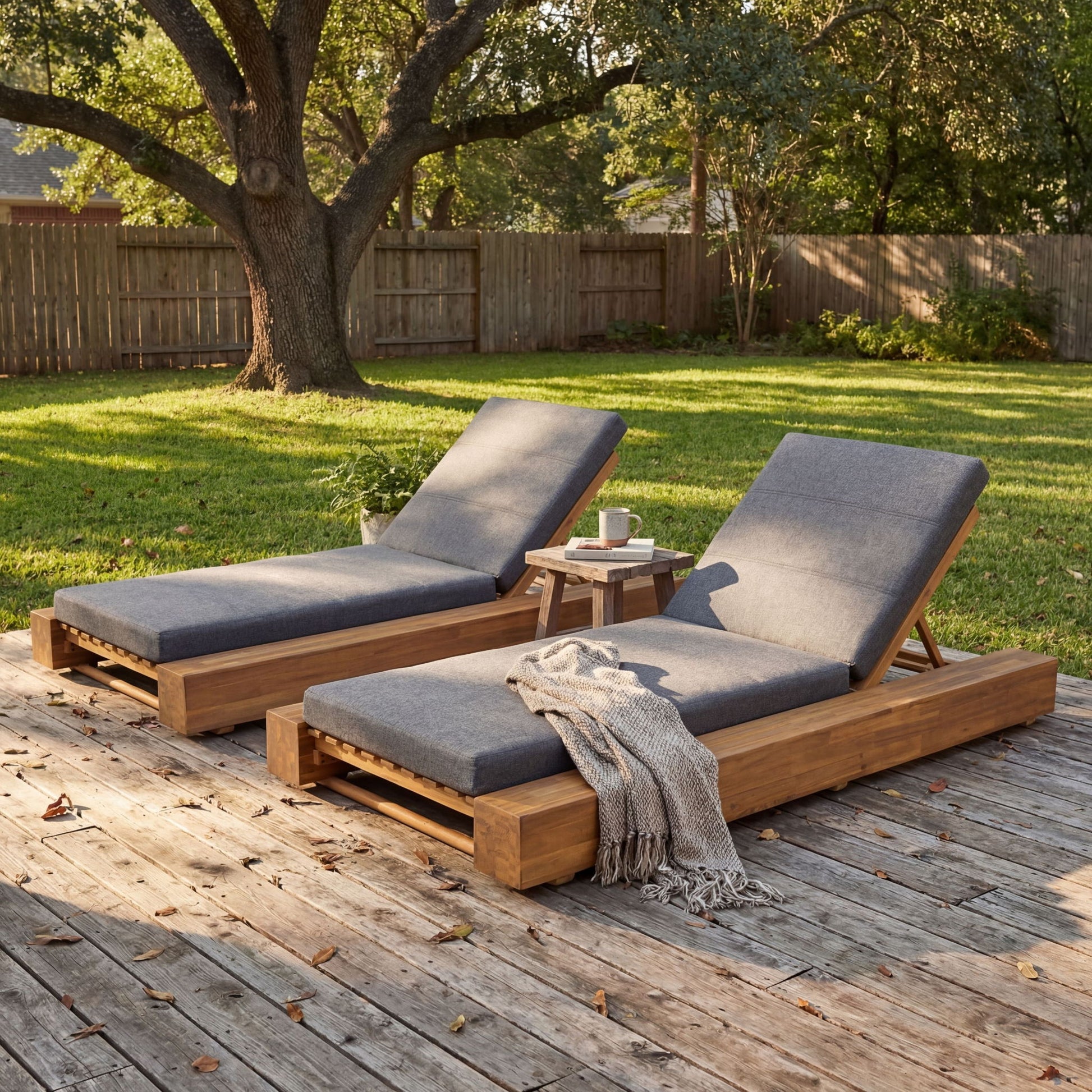 Outdoor Chaise Lounges With Water-Resistant Cushions