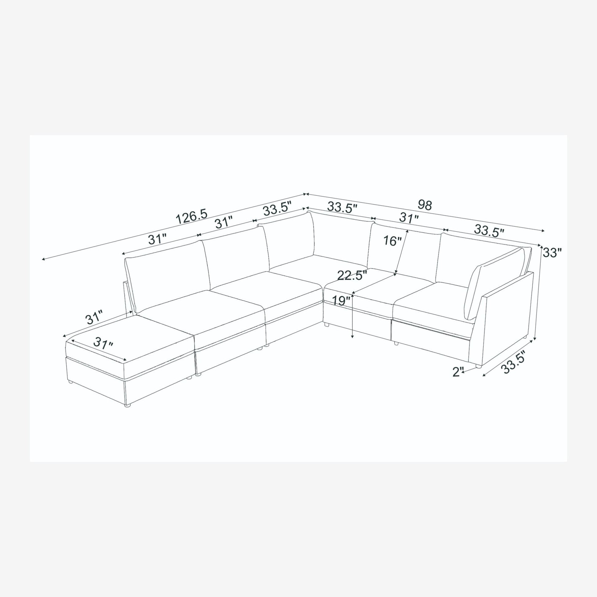 Modern Reversible Modular Sectional