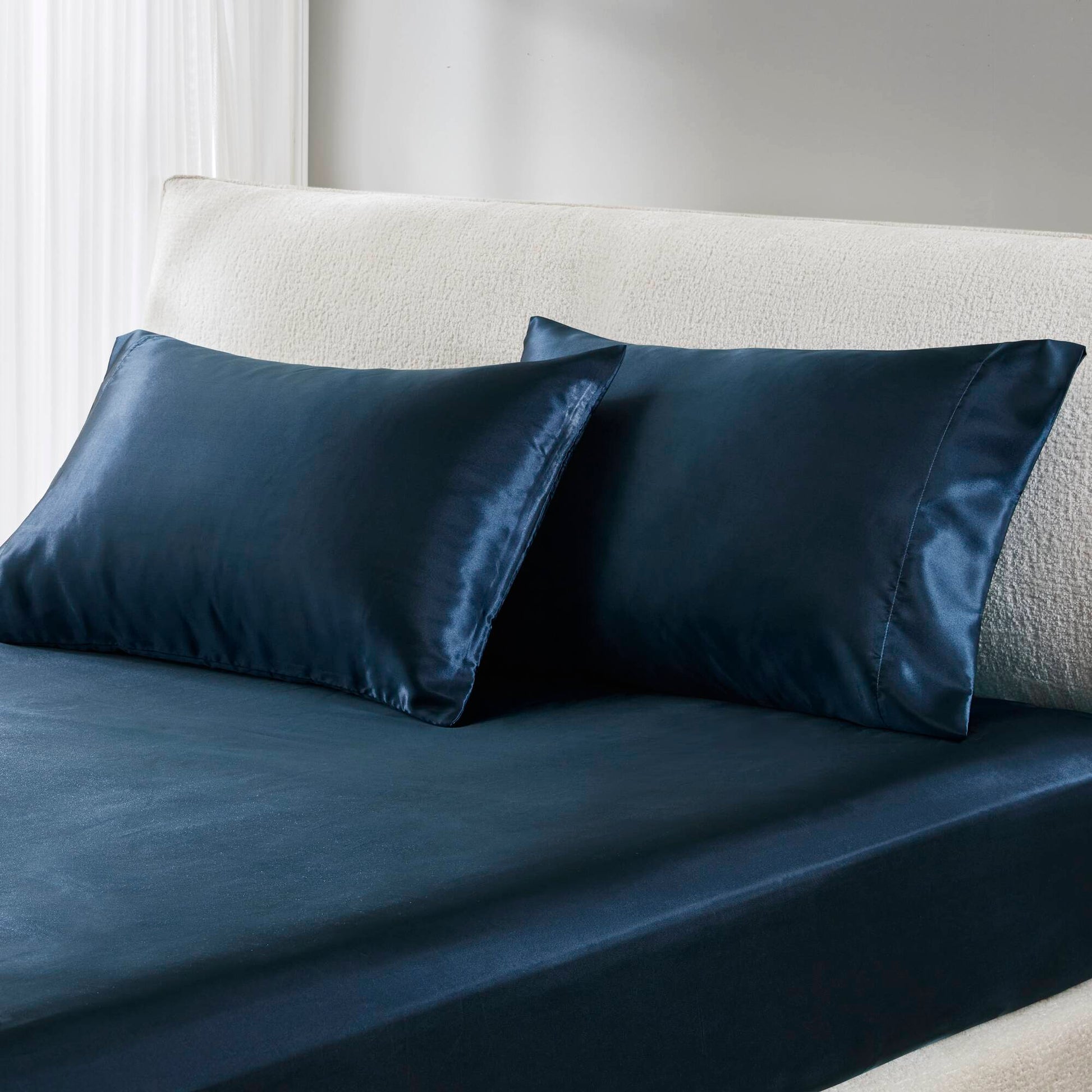 Satin - Standard Luxury Pillowcases (Set of 2) - Midnight Blue