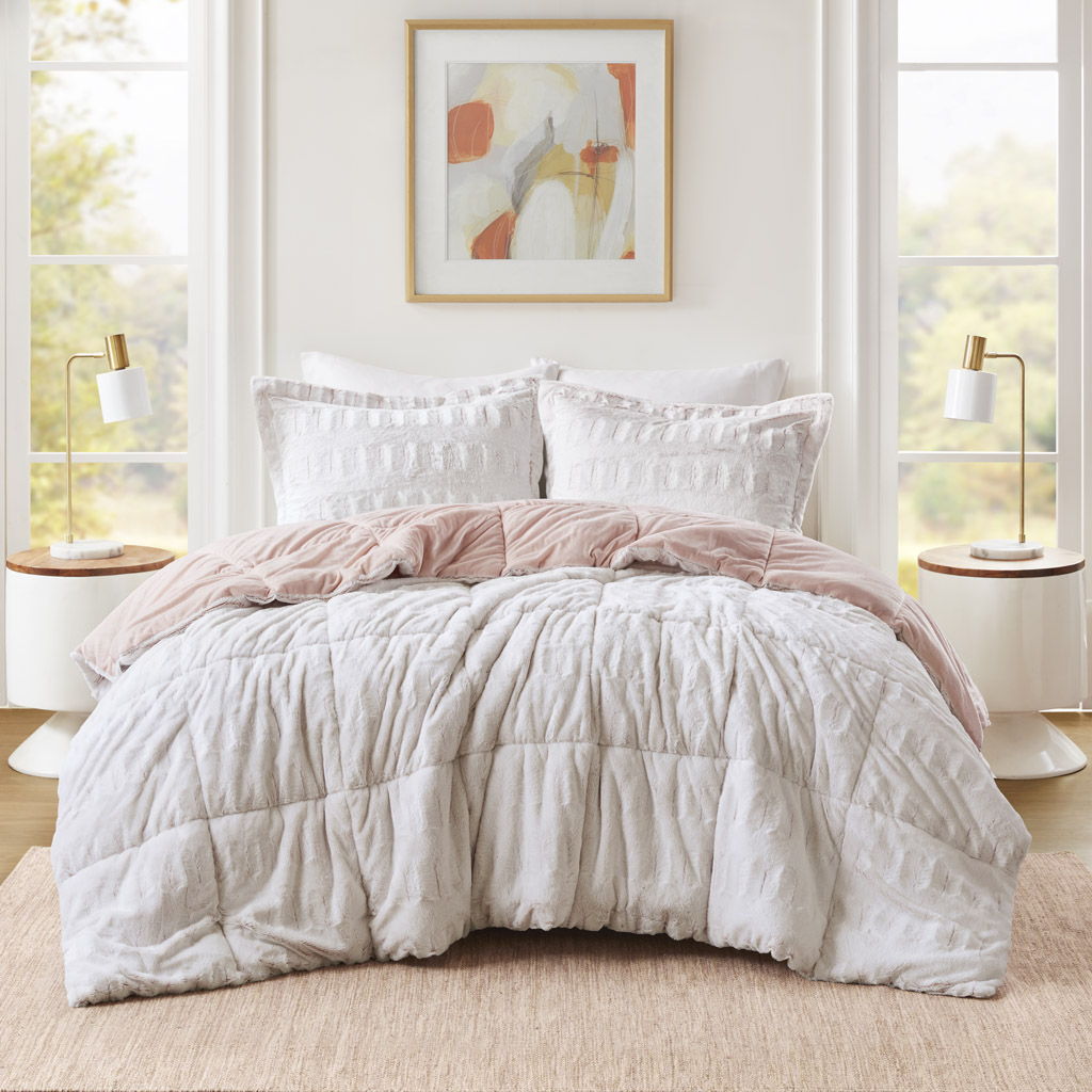 Gia - Back Print Long Comforter Mini Set - Blush
