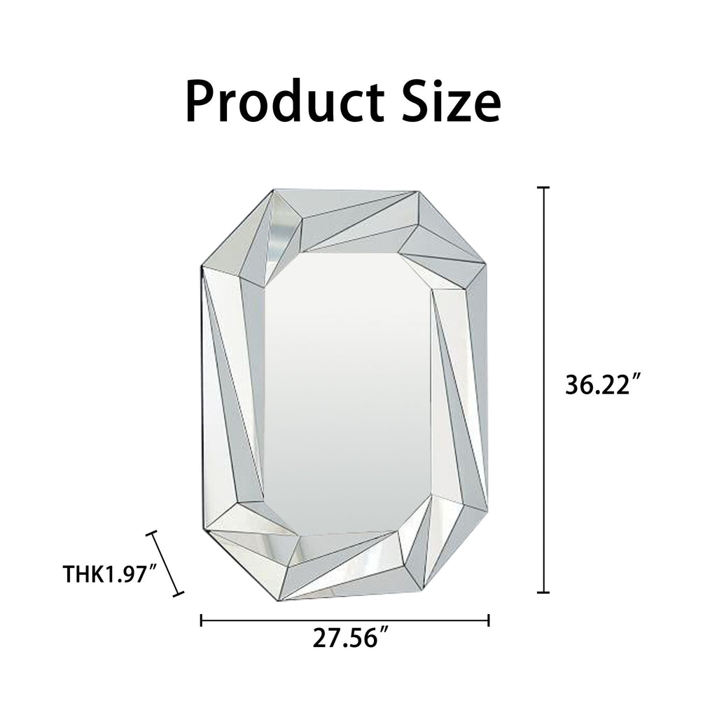 Diamond Shaped Wall Mirror With Beveled Edge Frameless Design - Silver