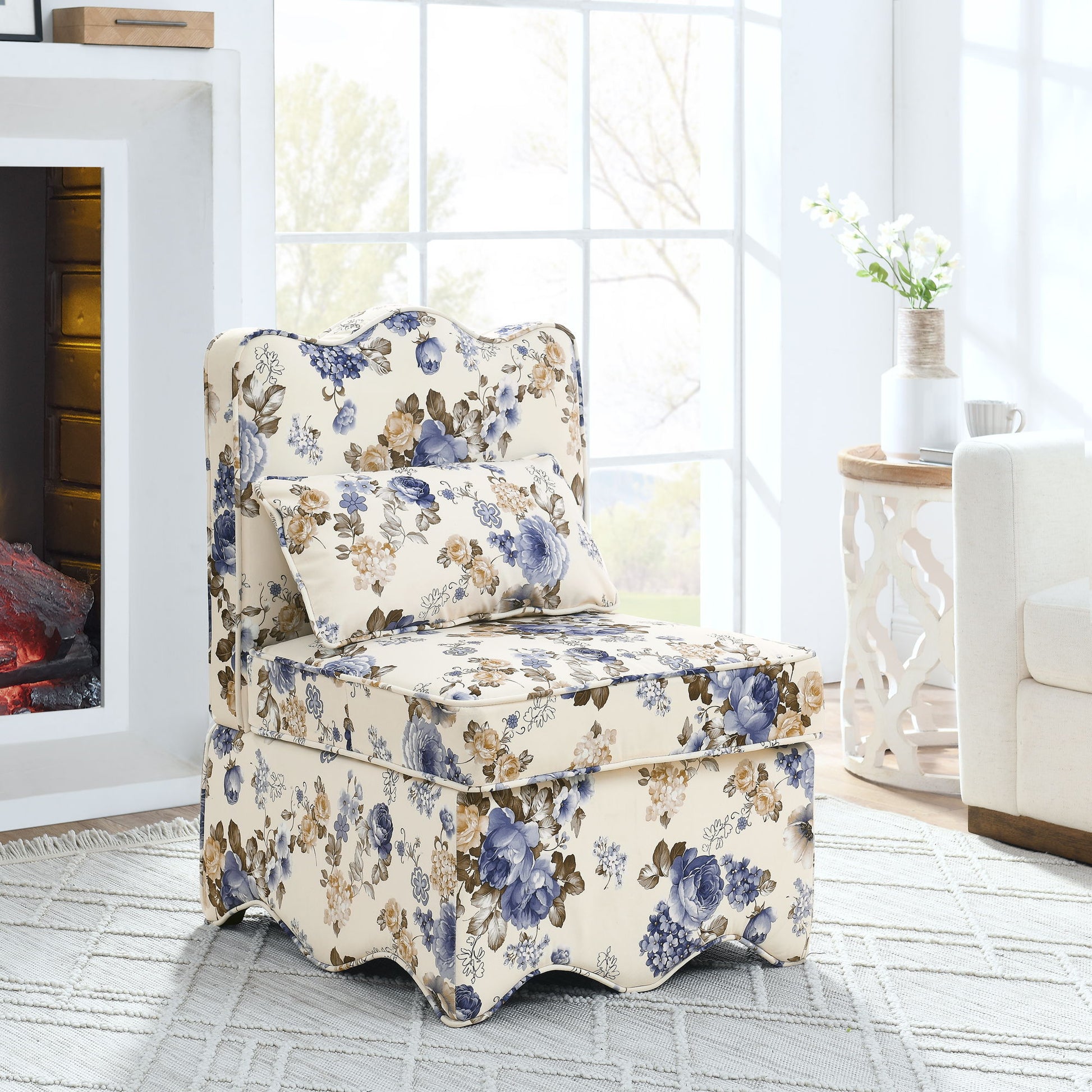 Stylish Flannel Dining Chair With Soft Cushion And Backrest