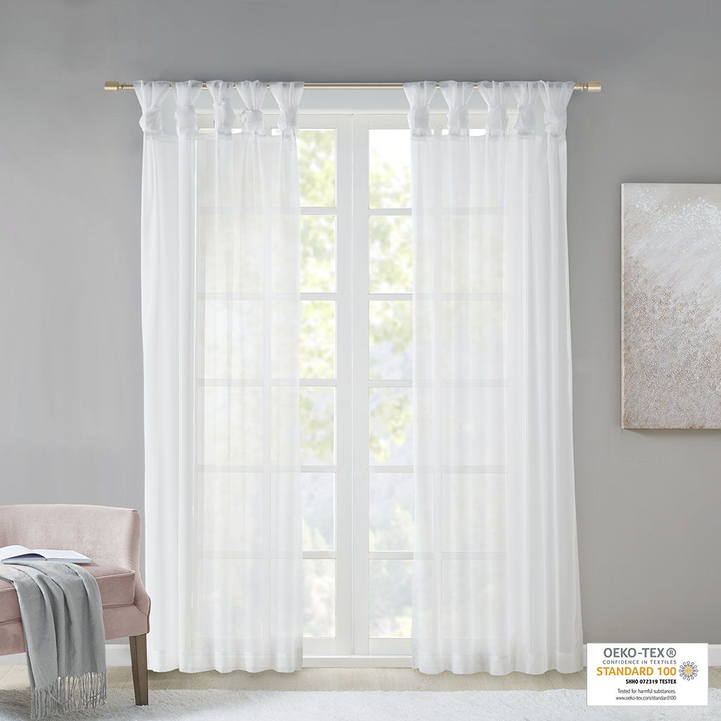 Ceres - 84" Twist Tab Voile Sheer Window Pair - White