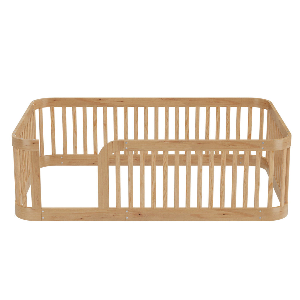 Wood Floor Bed Frame With Fence