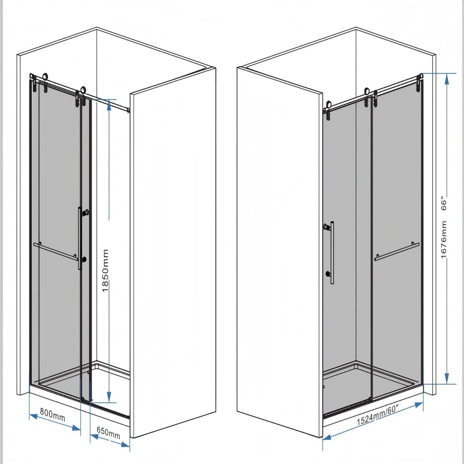 Frameless Sliding Bathtub Door With Frame