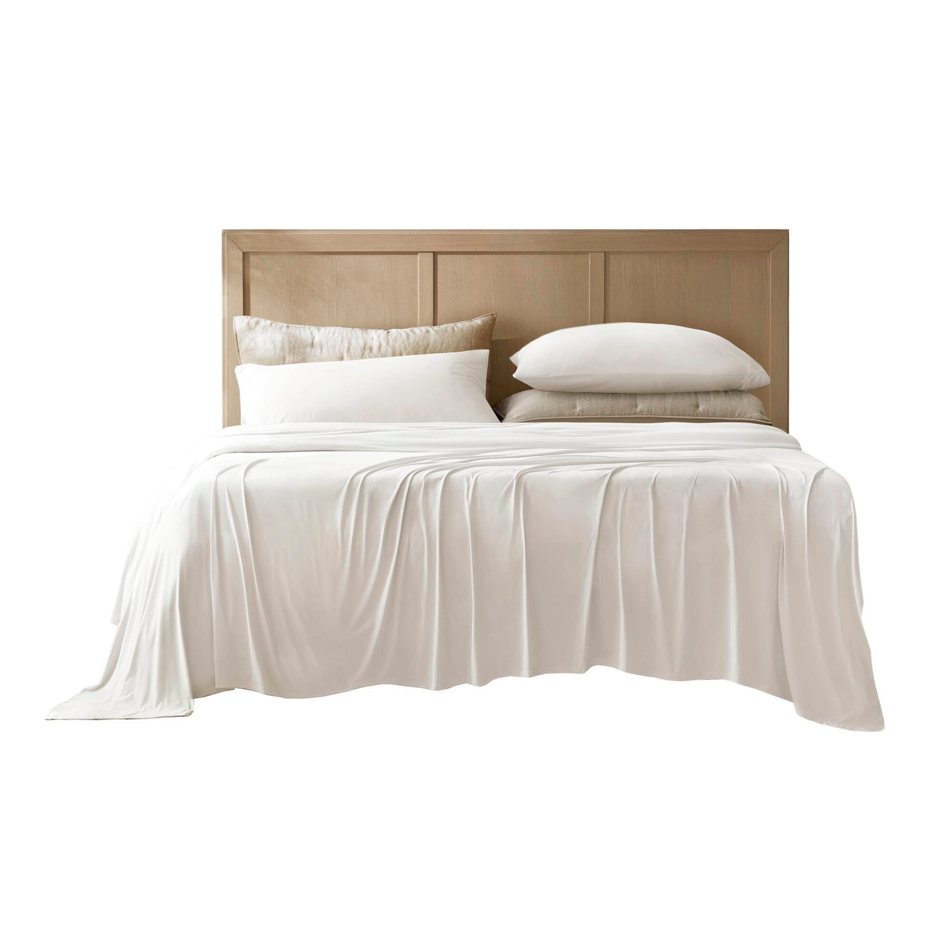 Split King Stretch Jersey Sheet Set - White