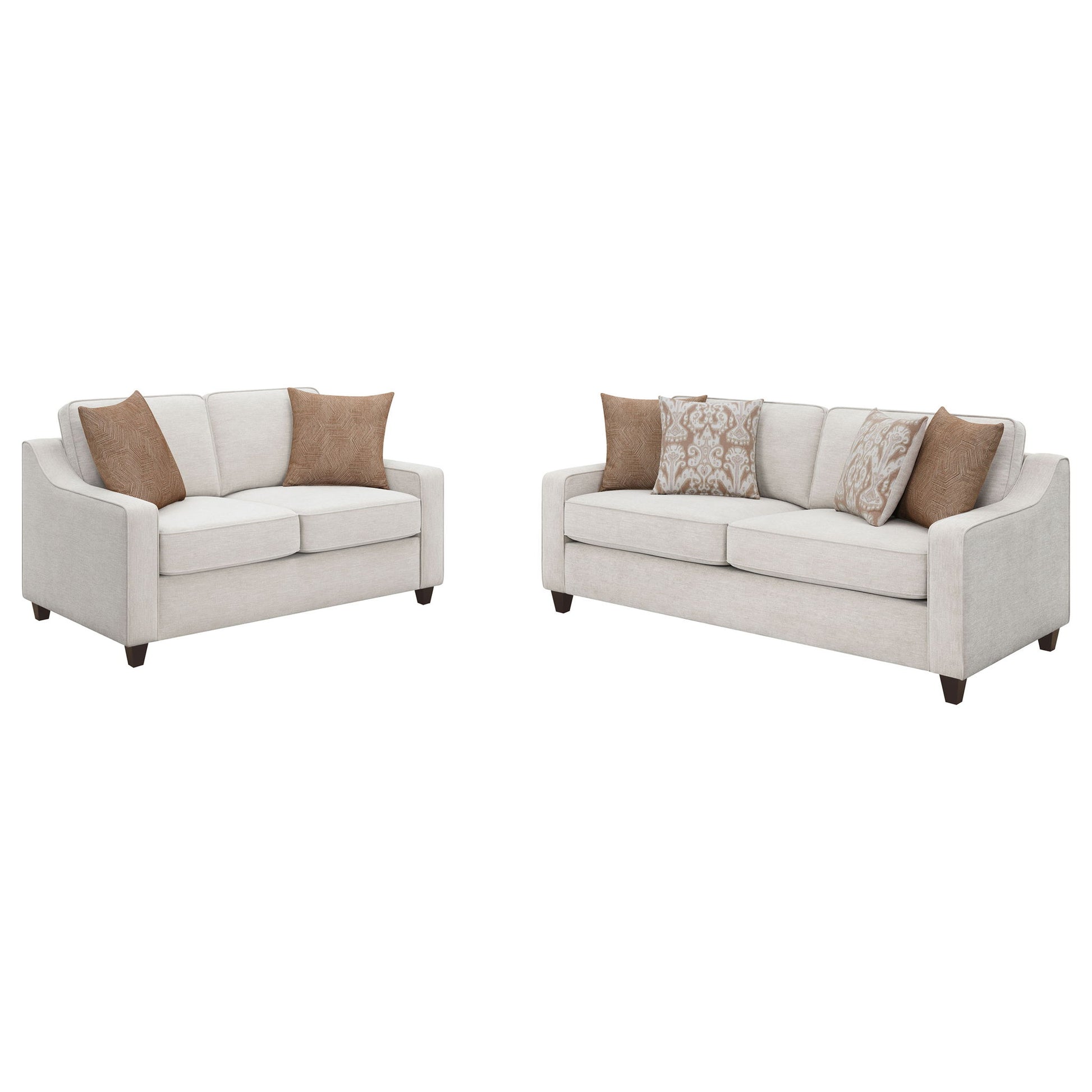 Mahaffey - 2 Piece Track Arm Living Room Set - Beige