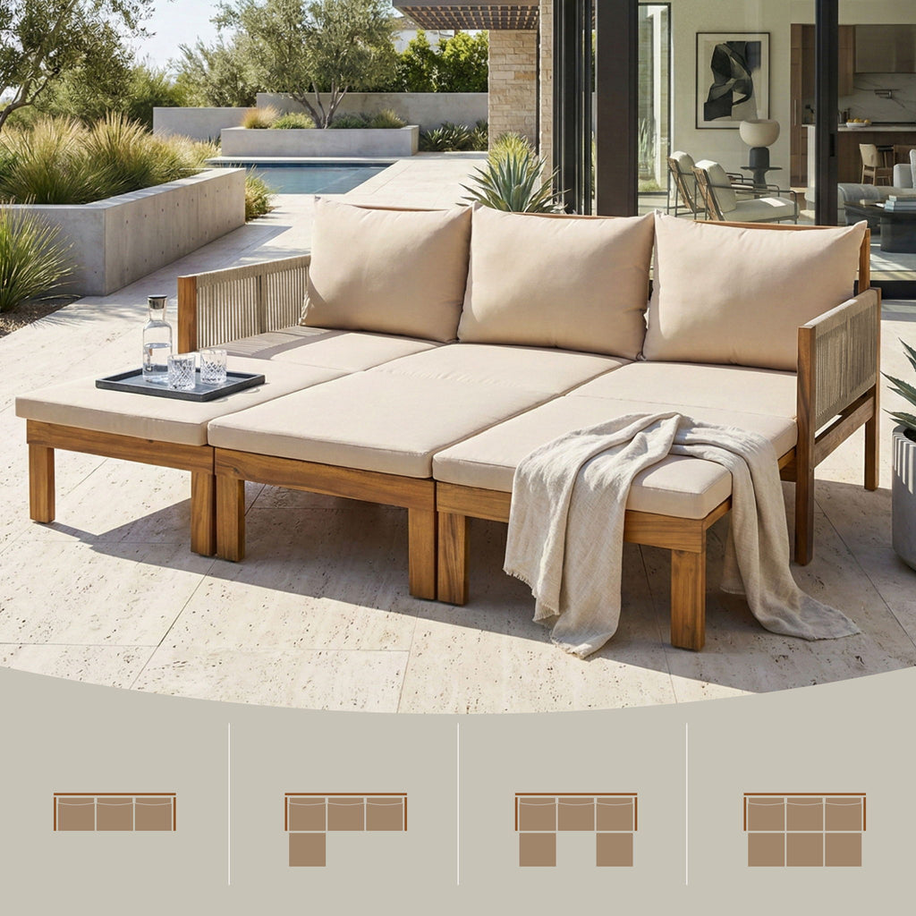 Outdoor 3 Seat Patio Sunbed