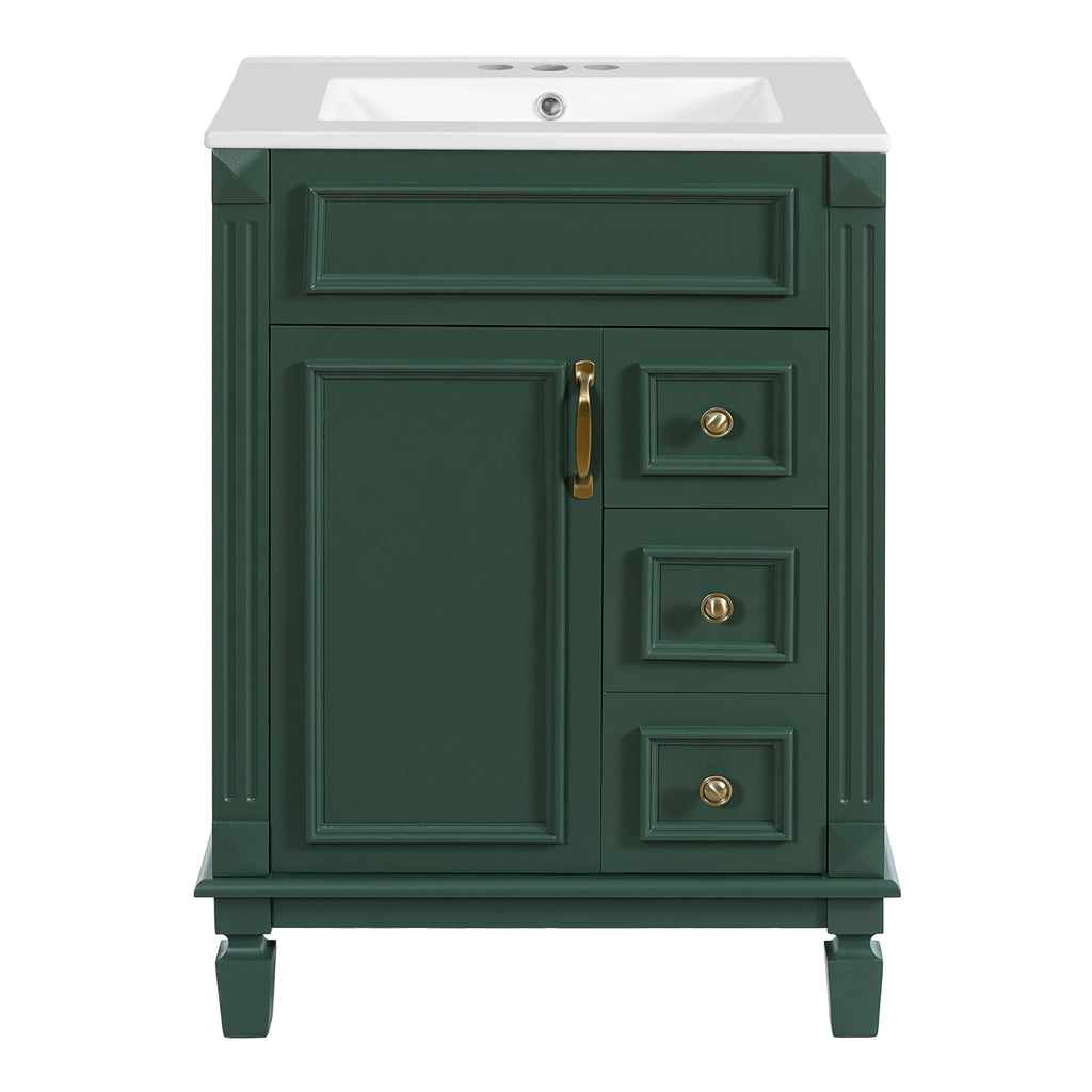Bathroom Vanity With Sink, Compact Cabinet & 2 Drawers And Adjustable Shelf