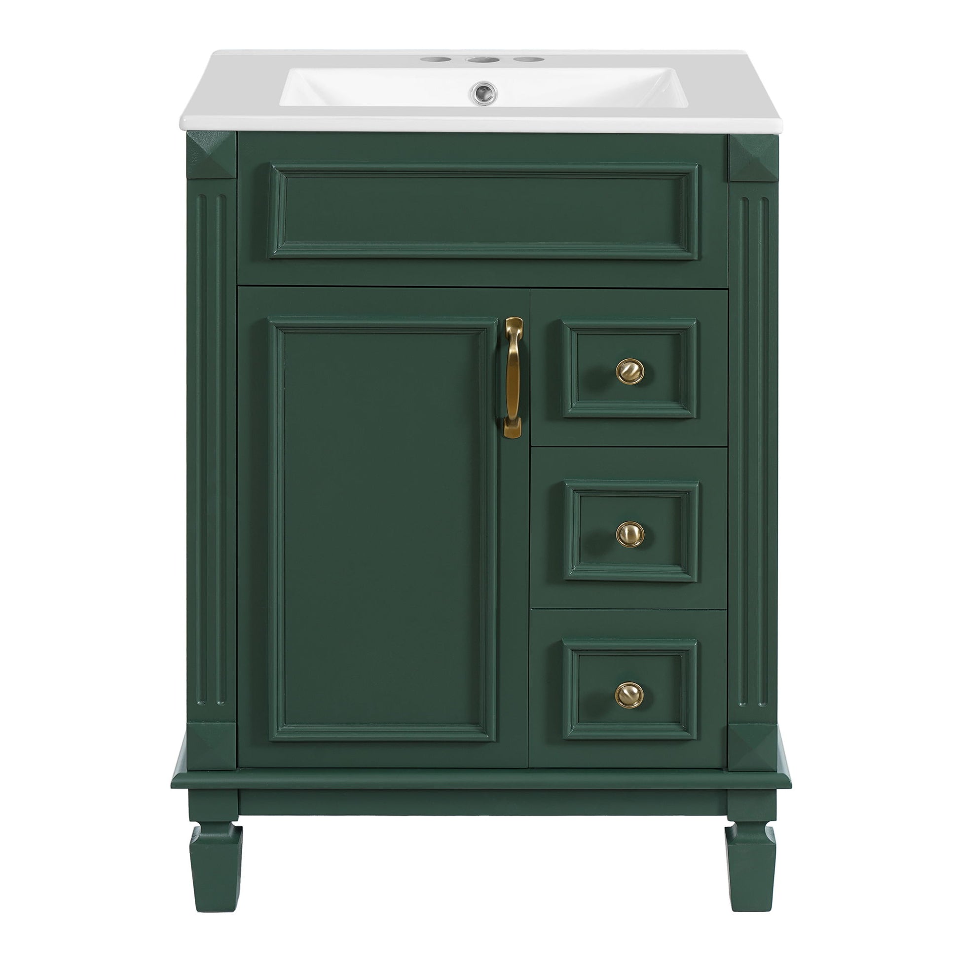 Bathroom Vanity With Sink, Compact Cabinet & 2 Drawers And Adjustable Shelf