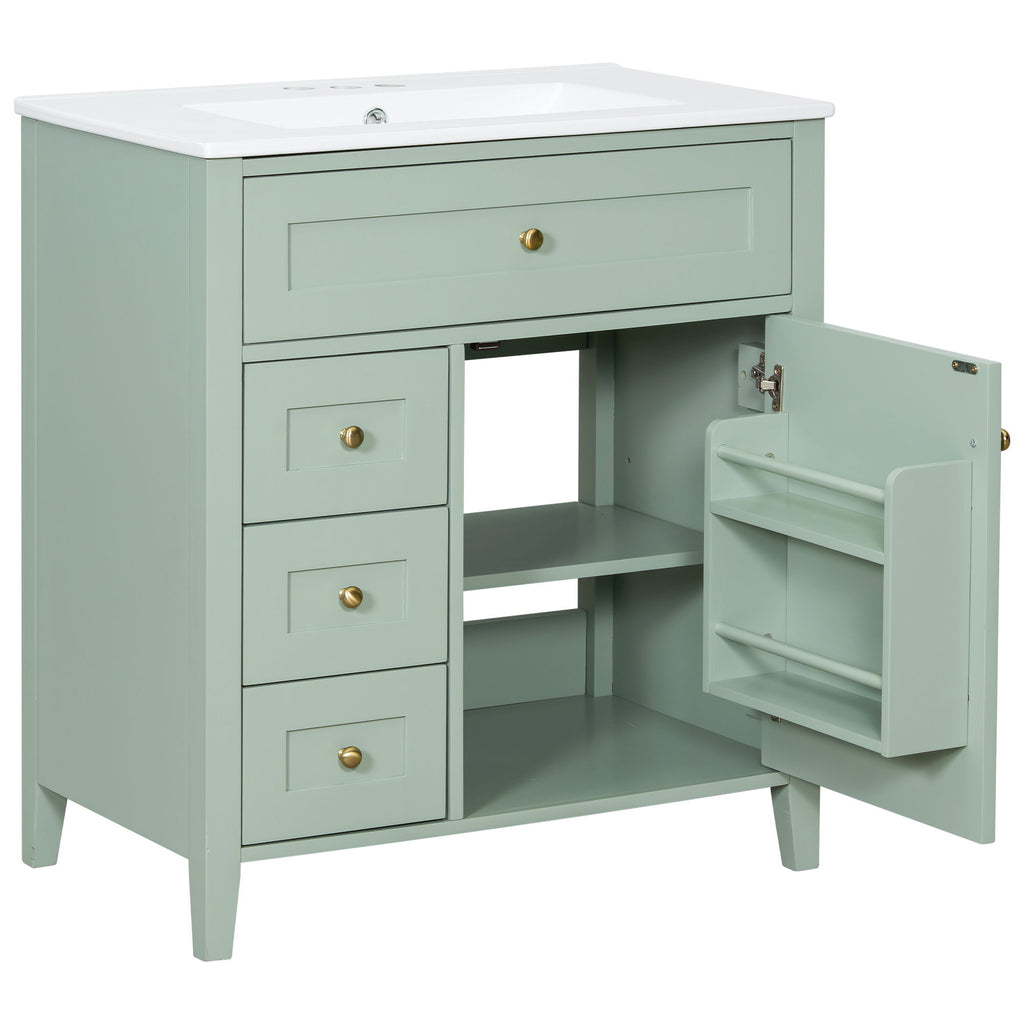 Bathroom Vanity With Sink, 3 Drawers And Adjustable Shelf, Freestanding Storage Unit