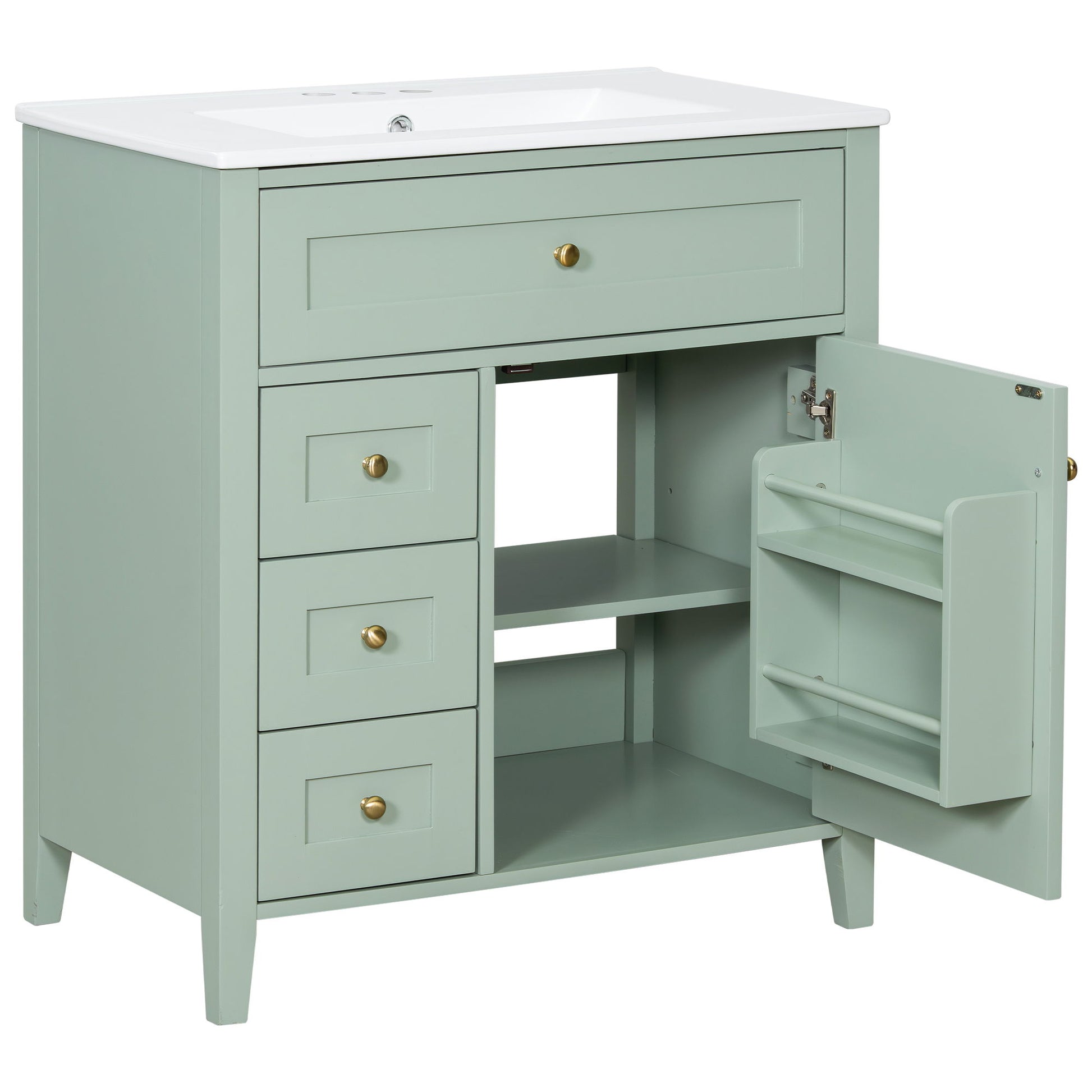 Bathroom Vanity With Sink, 3 Drawers And Adjustable Shelf, Freestanding Storage Unit