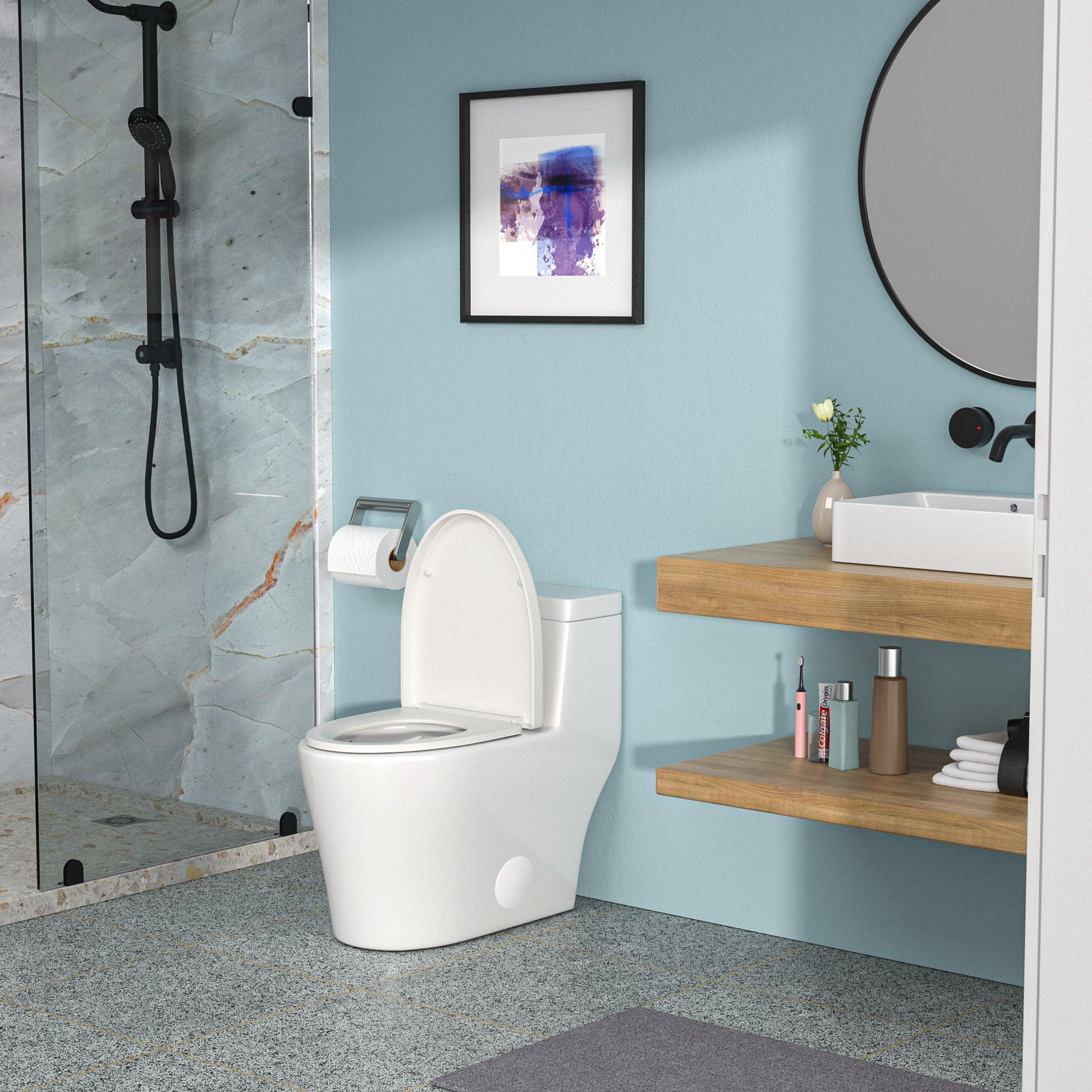 1 Piece Toilet With Soft Closing Seat - White