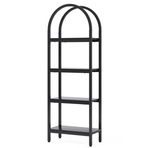 Industrial 4 Tier Open Bookshelf With Curved Top