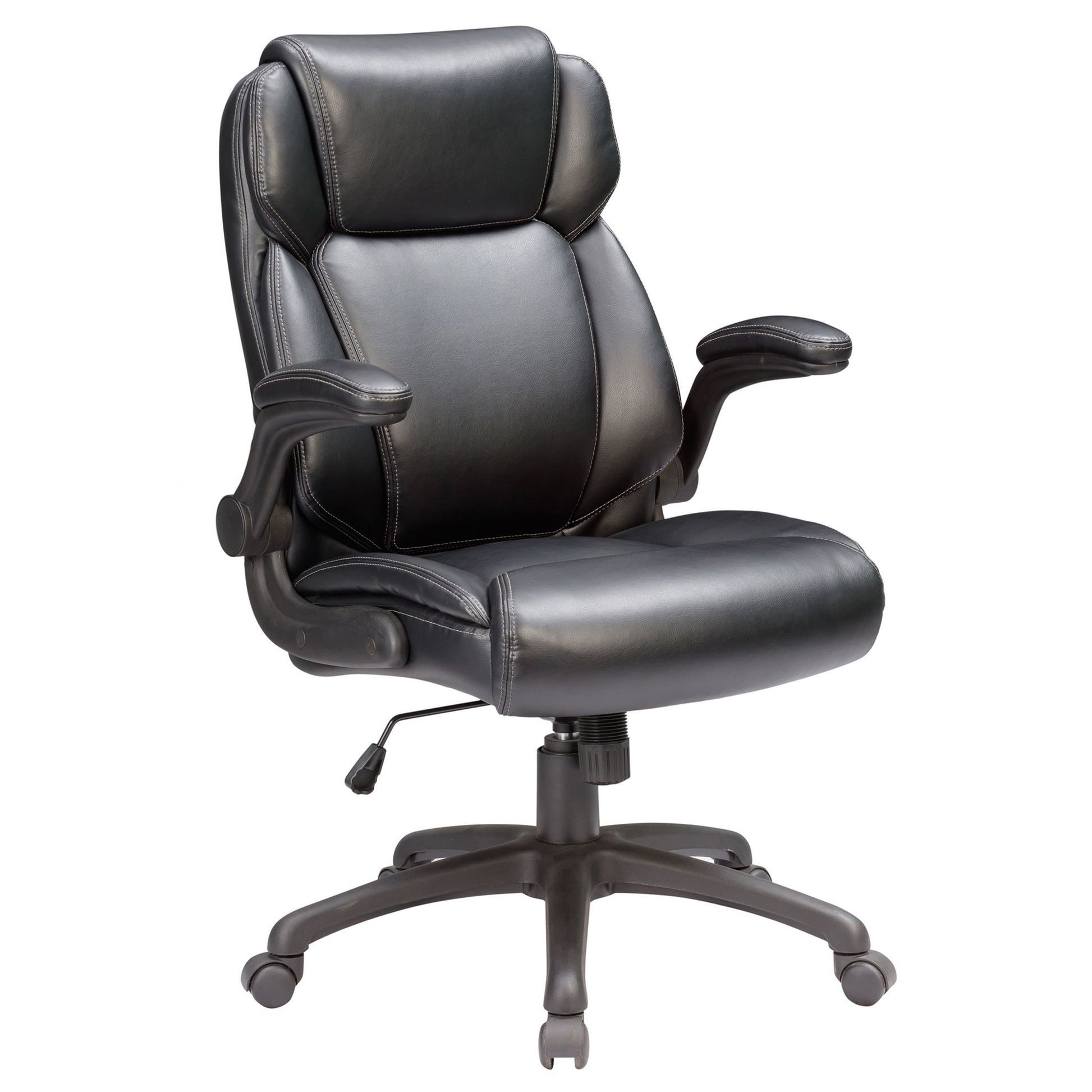 Modern Adjustable Office Chair Leather Upholstered Swivel Chair With Butterfly Mechanism Headrest - Gray