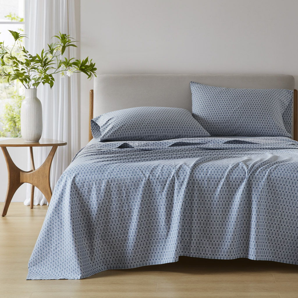 Cotton 144TC - Twin Printed Sheets - Diamond Blue