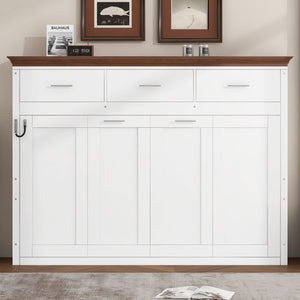 Twin Size Murphy Bed With 3 Drawers - White