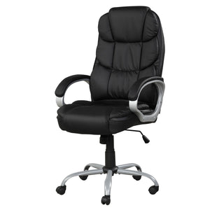 Upholstered Office Chair, Adjustable Height Swivel Chair - Black