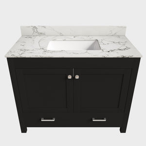 Bathroom Vanity Set, Fluted Cabinet, Soft Close Doors & Drawers, Single Faucet Hole, Sink Included - Black