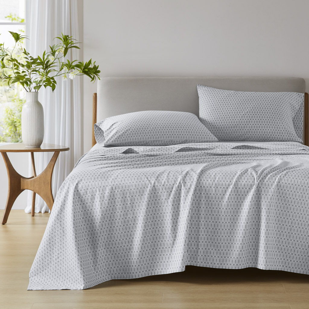 Cotton 144TC - Twin Long Printed Sheets - Diamond Gray