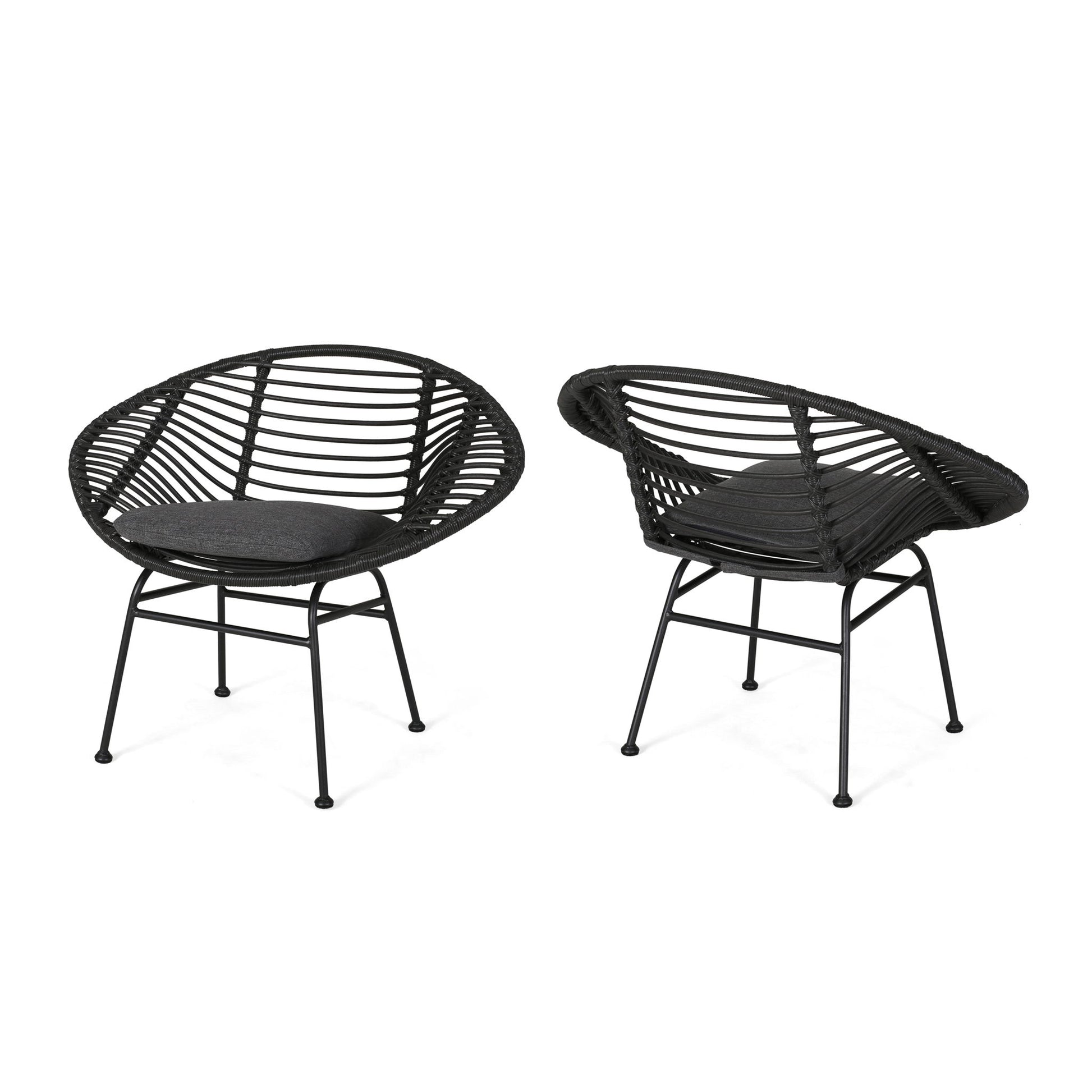 Cordella - Outdoor Woven Wicker Chairs With Cushions, (Set of 2)
