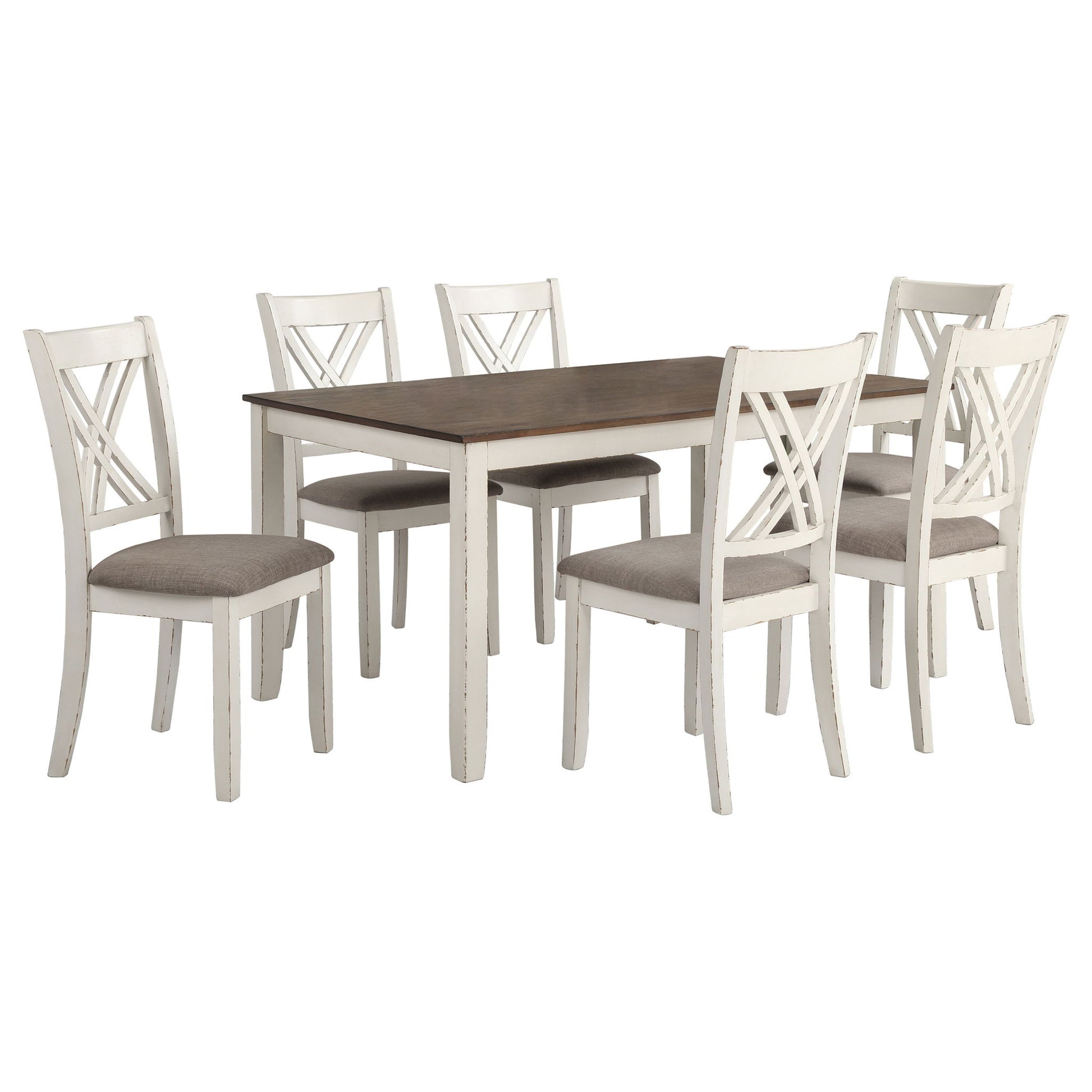 Ebers - 7 Dining Set With 2 Tone Upholstered Chairs - Vanilla White