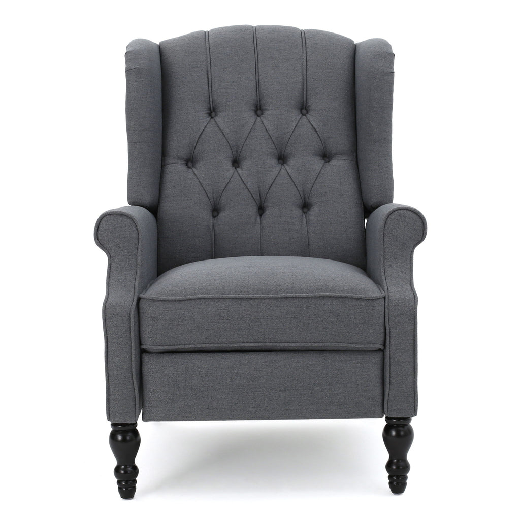 Armchair Recliner With Pushback Mechanism And Wingback Design