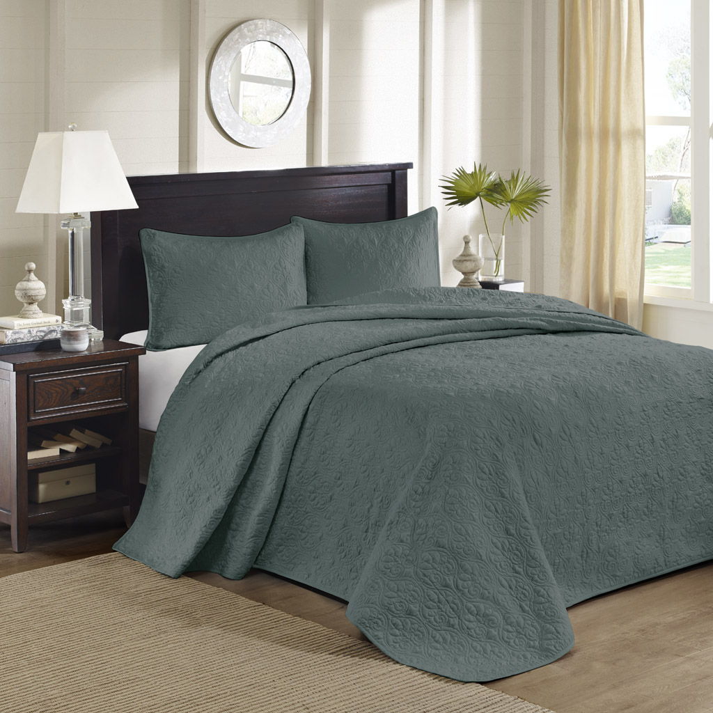 Quebec - 3 Piece Queen Reversible Bedspread Set - Balsam Green