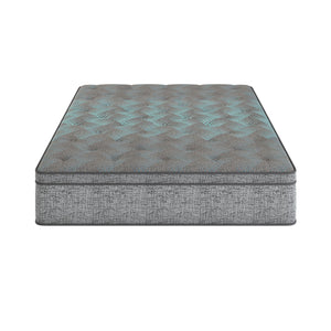 Comfort Care - 10" Twin Extra Long, Hybrid Euro Top Mattress Plush Comfort - Gray / Blue