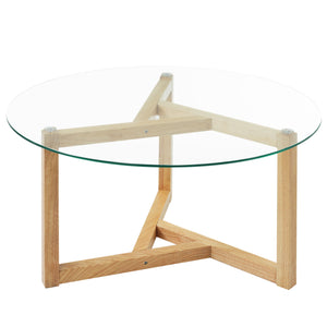 Round Glass Coffee Table Modern Cocktail Table