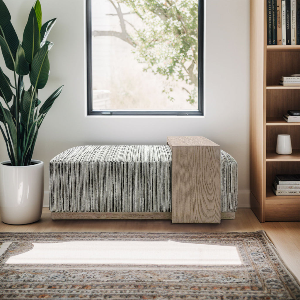 Peggy - Bench/Cocktail Ottoman With Table - Stripe / Multi