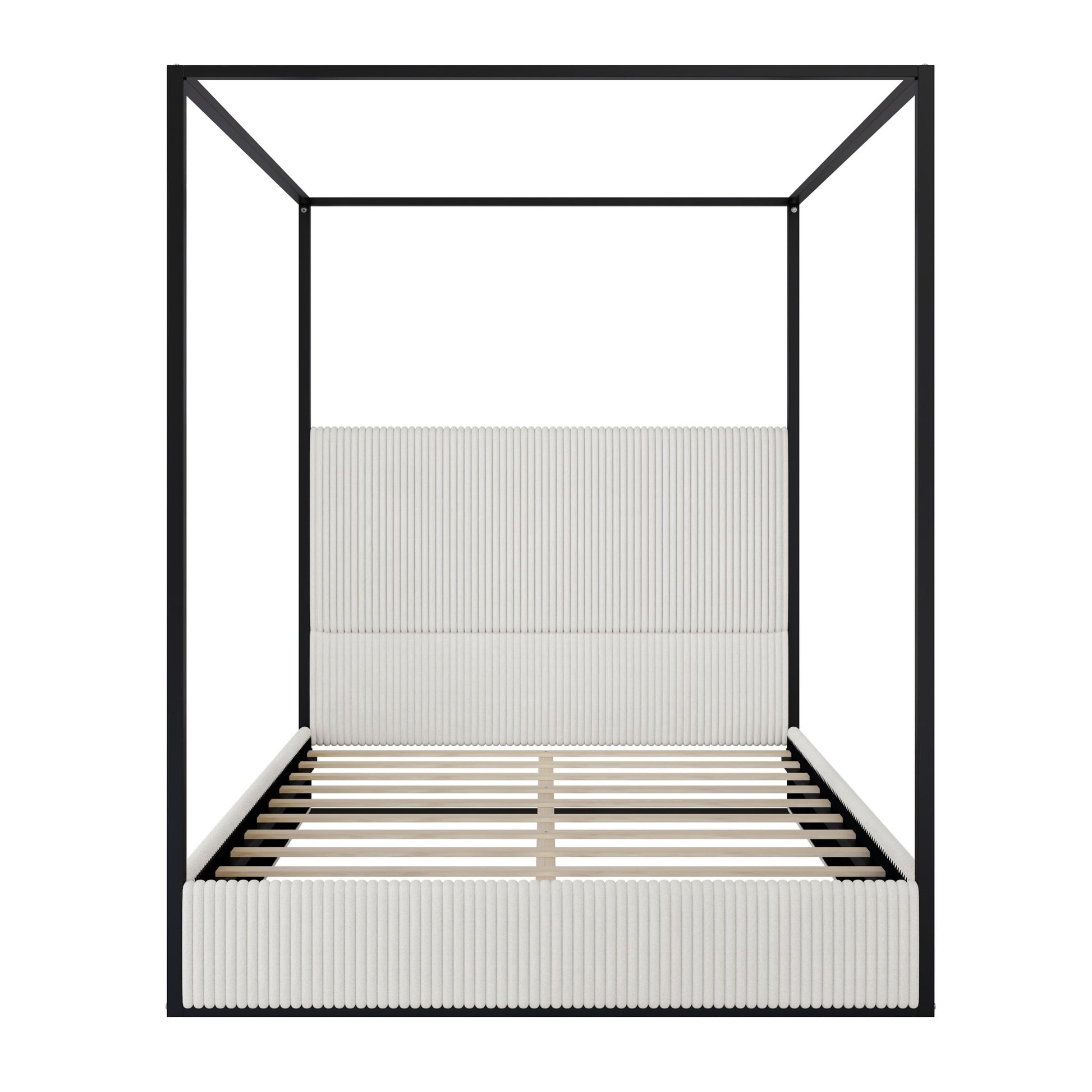 Canopy Bed With Tall Upholstered Headboard And 4 Poster