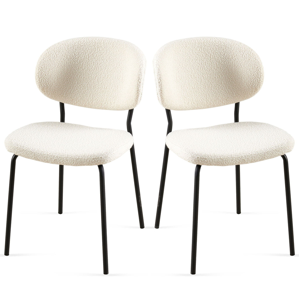 Boucle Dining Chairs, Dining Chairs With Metal Legs For Dining Room, Kitchen, Living Room