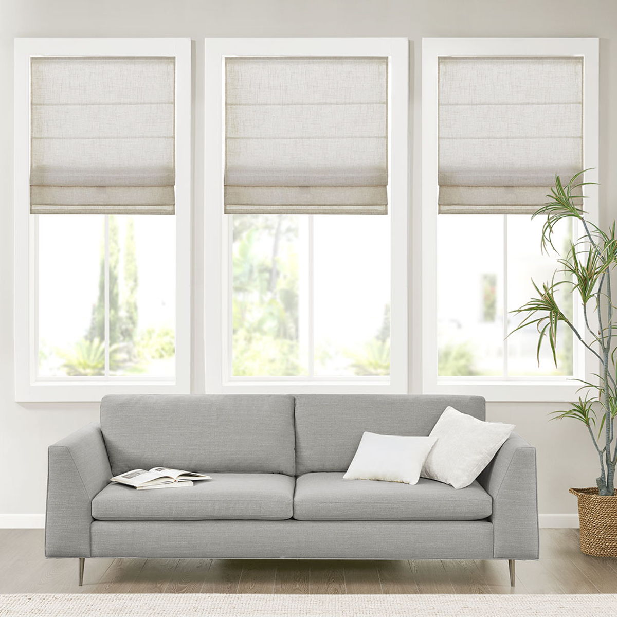 Kyler - Linen Blend Light Filtering Cordless Roman Shade - Natural